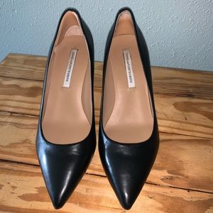 Diane Von Furstenberg Black Leather Heels